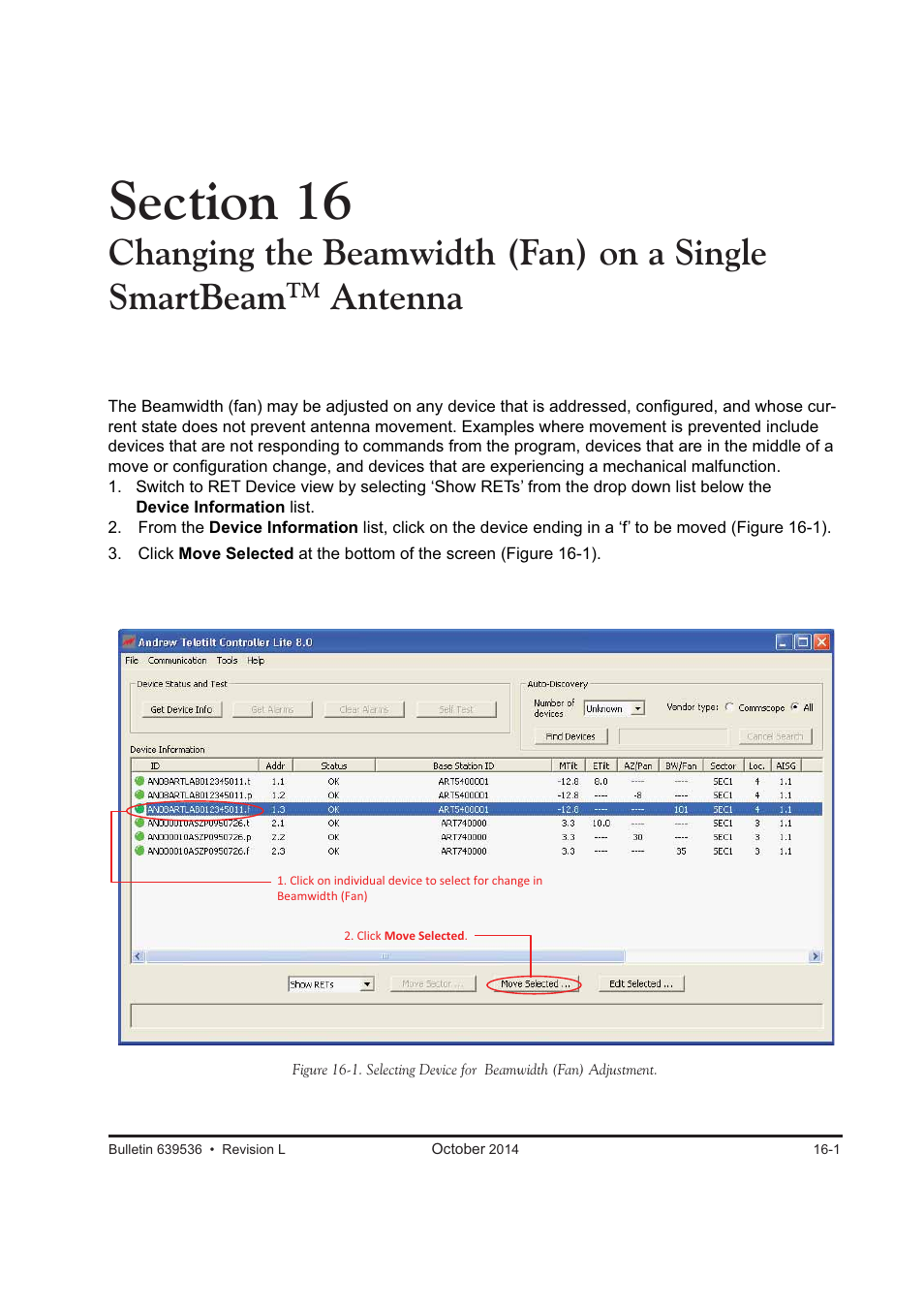 Changing the beamwidth (fan) on a single smartbeam, Antenna | CommScope ATC200-LITE-USB User Manual | Page 105 / 150