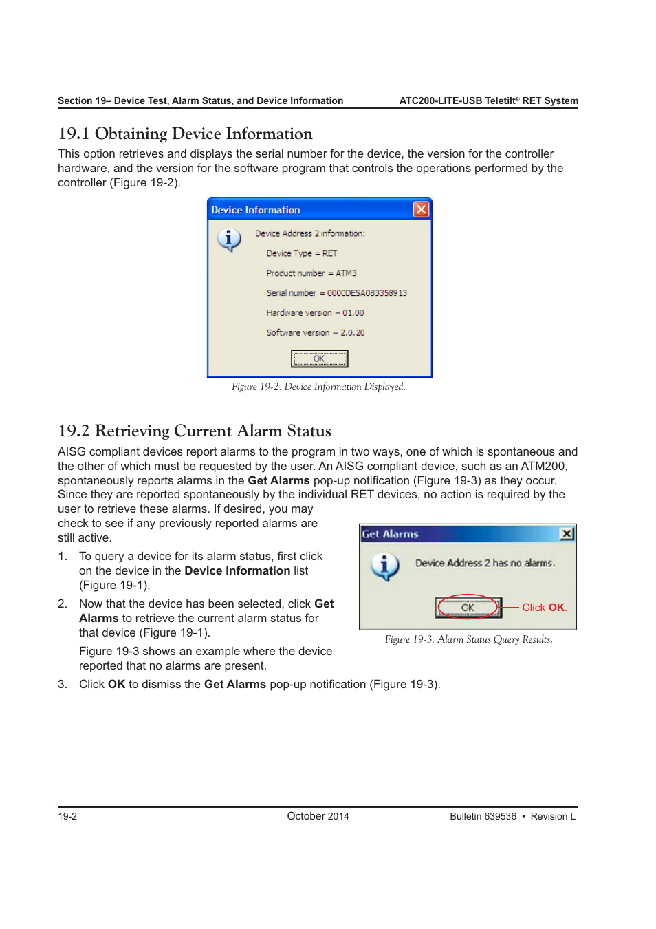 1 obtaining device information, 2 retrieving current alarm status | CommScope ATC200-LITE-USB User Manual | Page 122 / 150