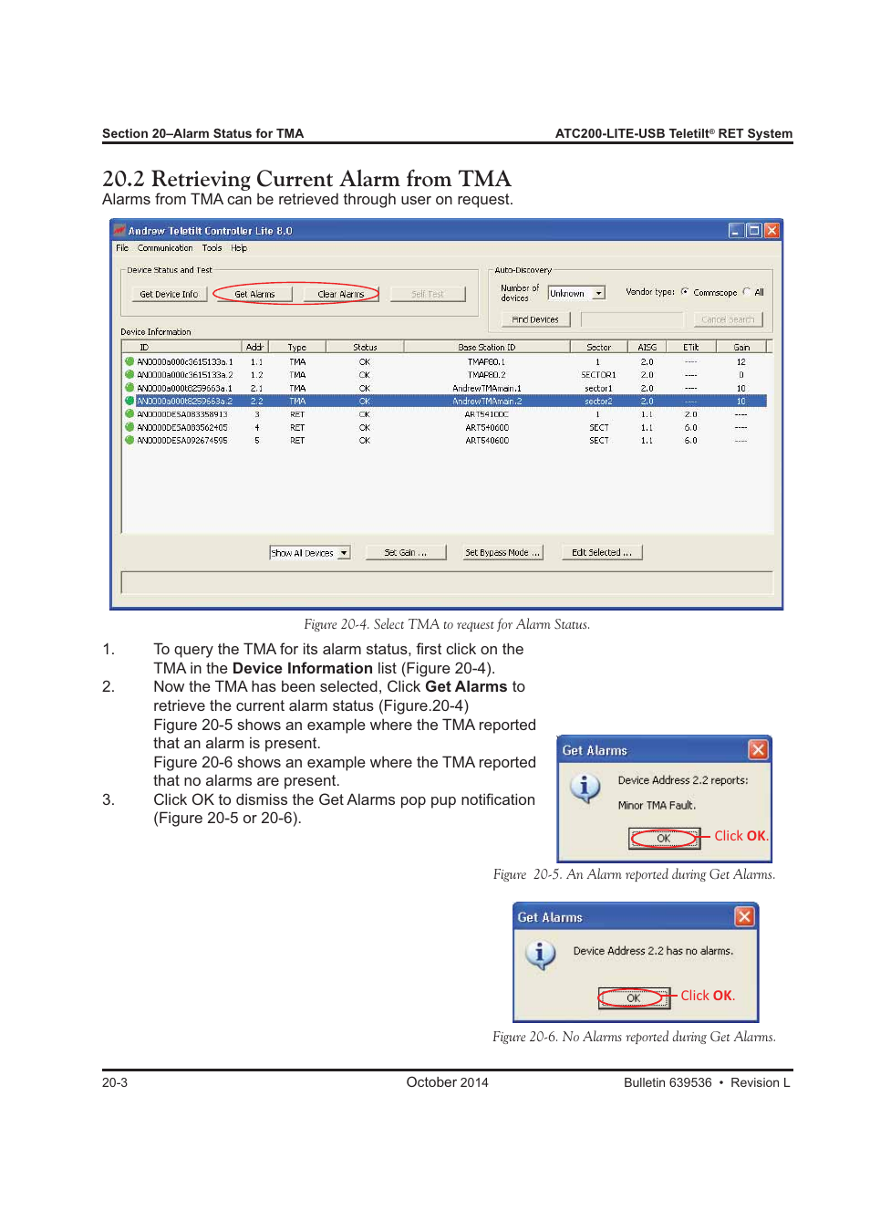 2 retrieving current alarm from tma | CommScope ATC200-LITE-USB User Manual | Page 126 / 150