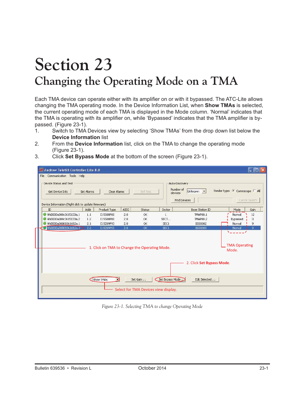 Changing the operating mode on a tma | CommScope ATC200-LITE-USB User Manual | Page 139 / 150