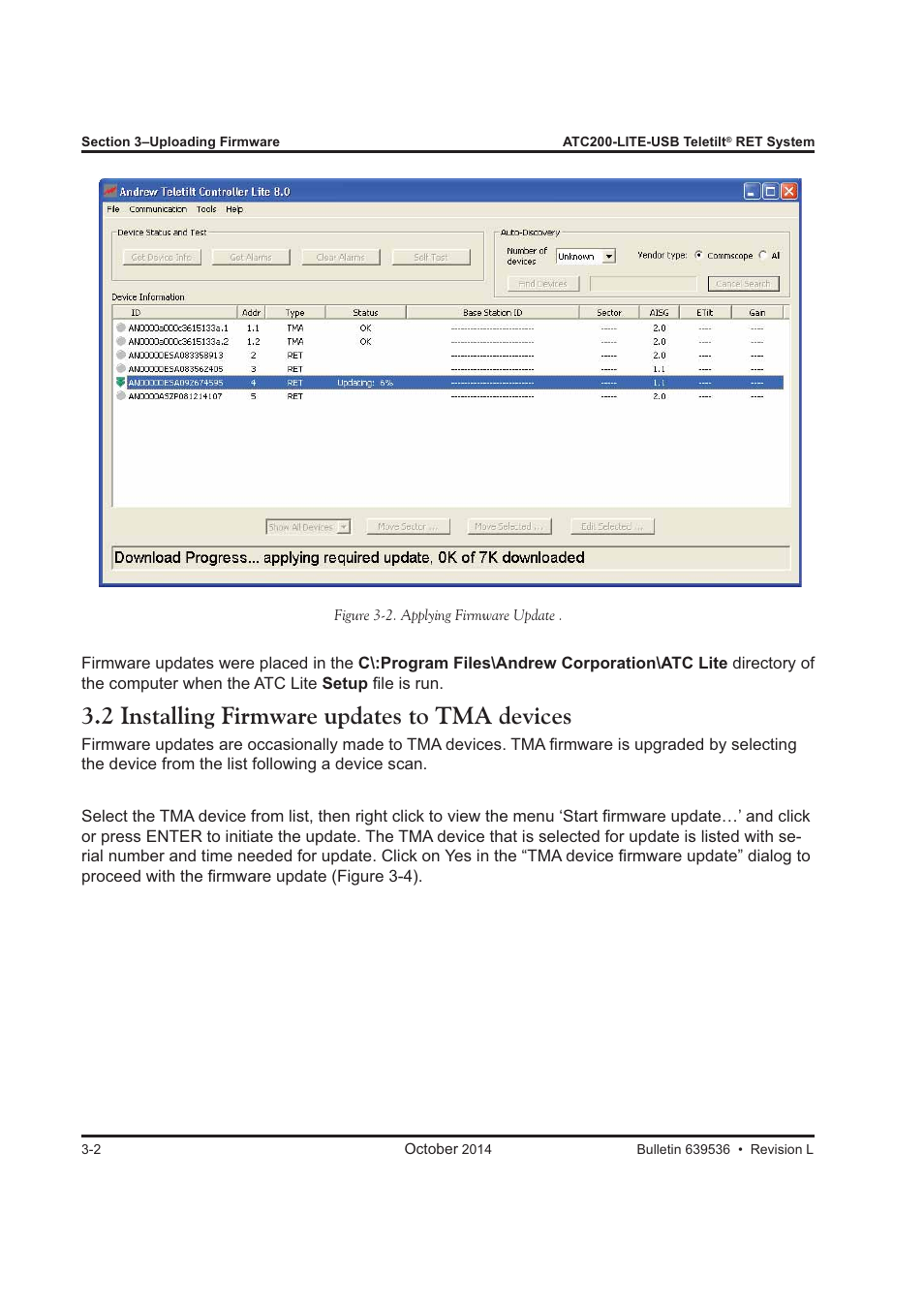 2 installing firmware updates to tma devices | CommScope ATC200-LITE-USB User Manual | Page 30 / 150