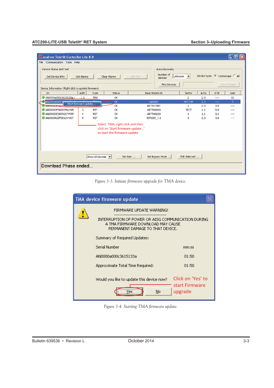 Click on ‘yes’ to start firmware upgrade | CommScope ATC200-LITE-USB User Manual | Page 31 / 150