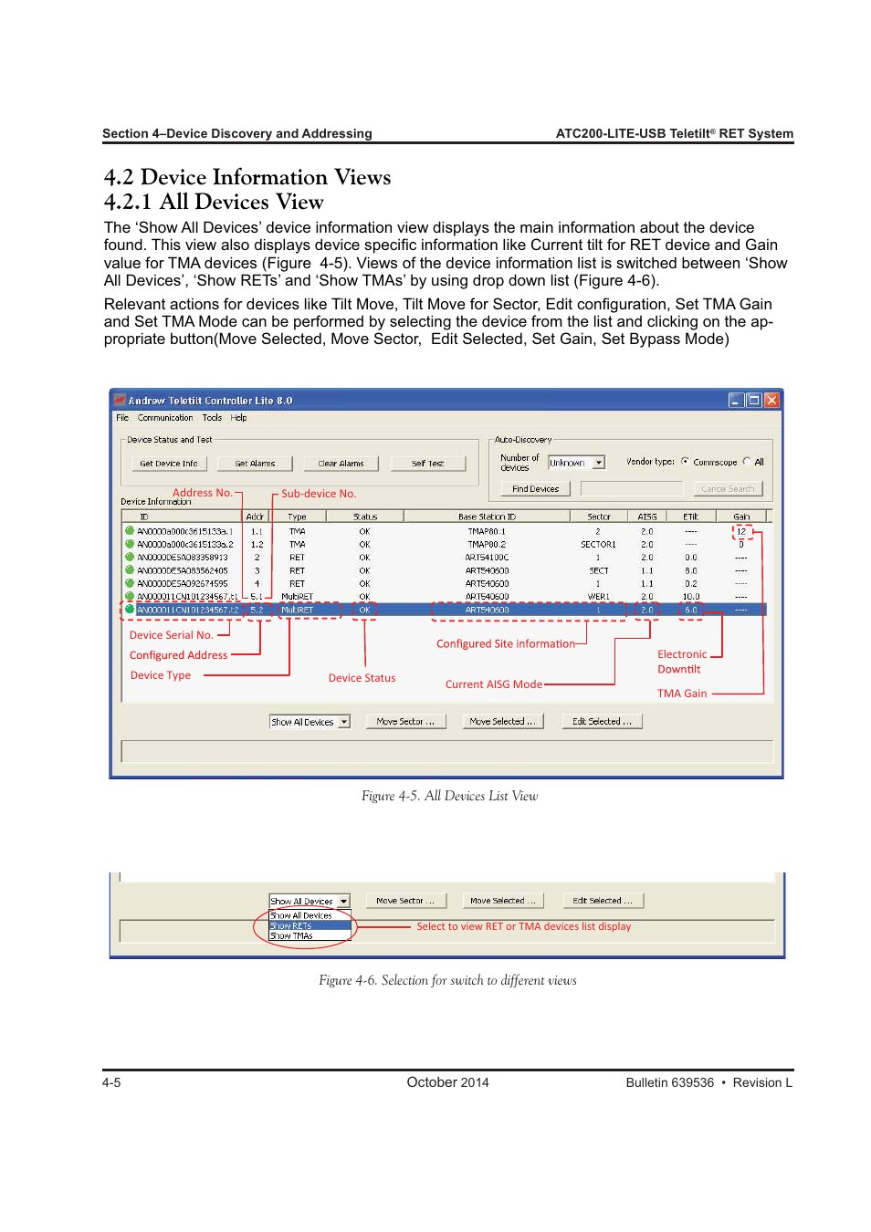 2 device information views 4.2.1 all devices view | CommScope ATC200-LITE-USB User Manual | Page 42 / 150