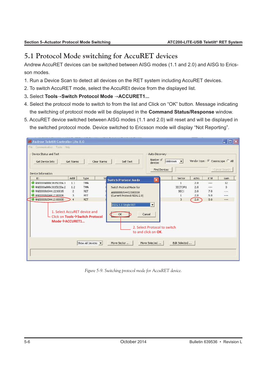 1 protocol mode switching for accuret devices | CommScope ATC200-LITE-USB User Manual | Page 56 / 150