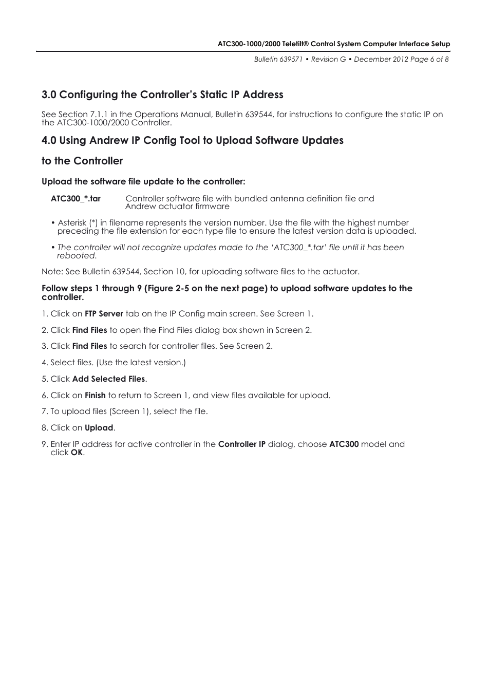 0 configuring the controller’s static ip address | CommScope ATC300-2000 User Manual | Page 6 / 8