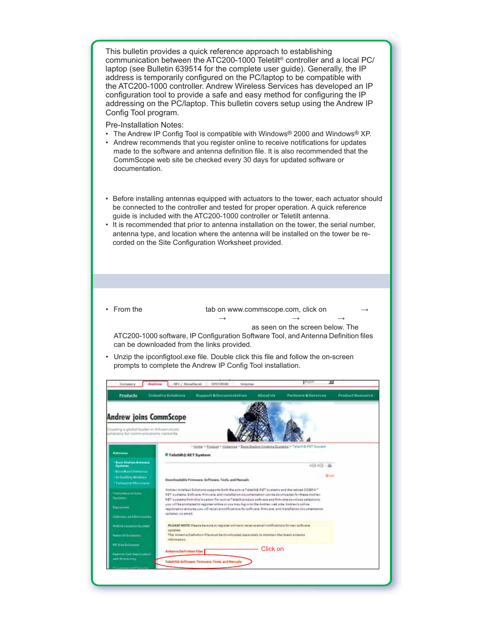 639561_pg 1, Using andrew ip confi g tool to access controller | CommScope ATC200-1000 User Manual | Page 2 / 6