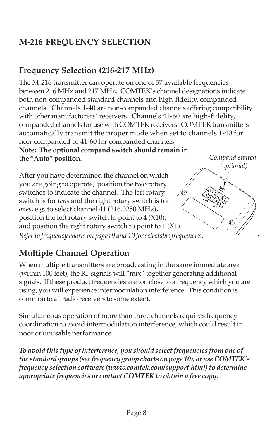 COMTEK M-216 User Manual | Page 10 / 20