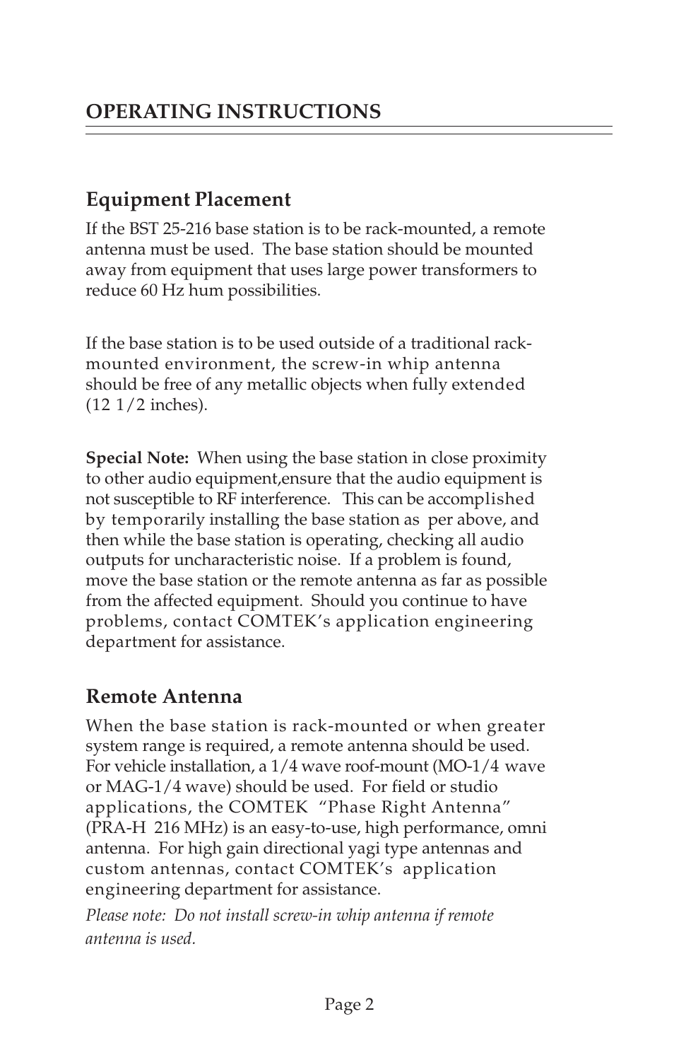 COMTEK BST 25-216 User Manual | Page 3 / 18