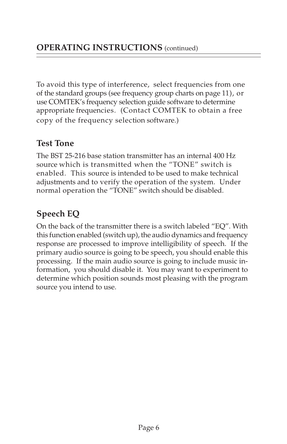 COMTEK BST 25-216 User Manual | Page 7 / 18