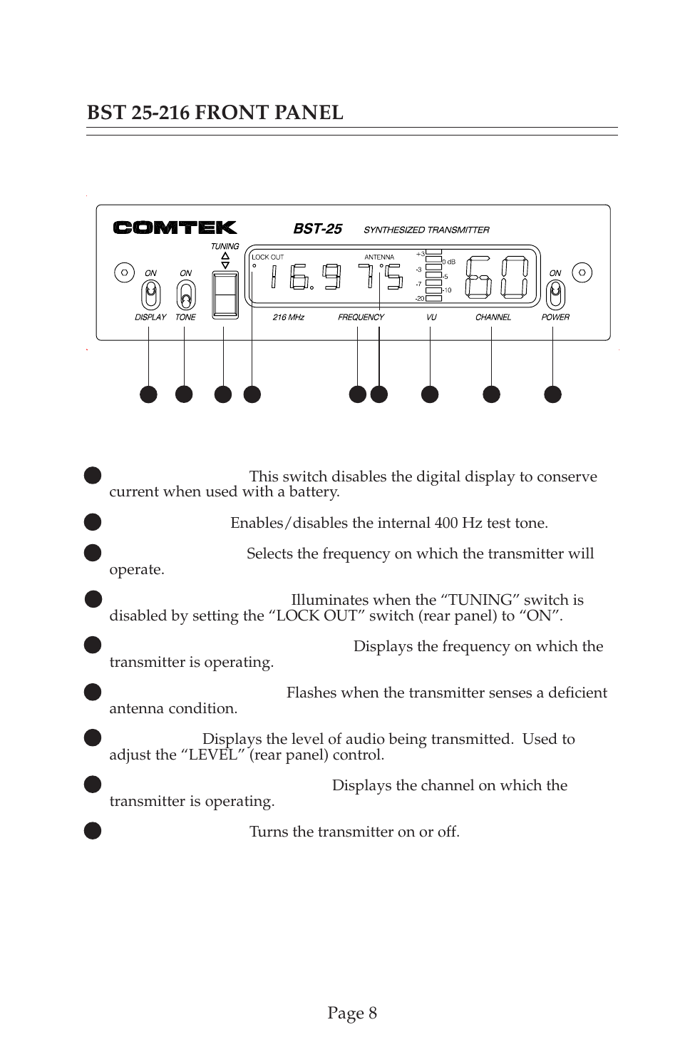 COMTEK BST 25-216 User Manual | Page 9 / 18