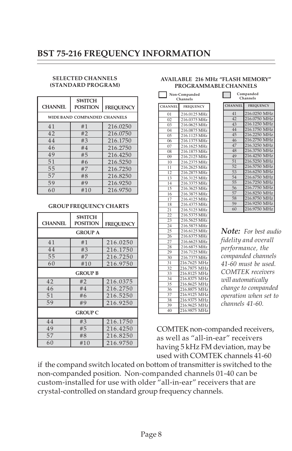 Page 8 | COMTEK BST 75-216 User Manual | Page 10 / 16