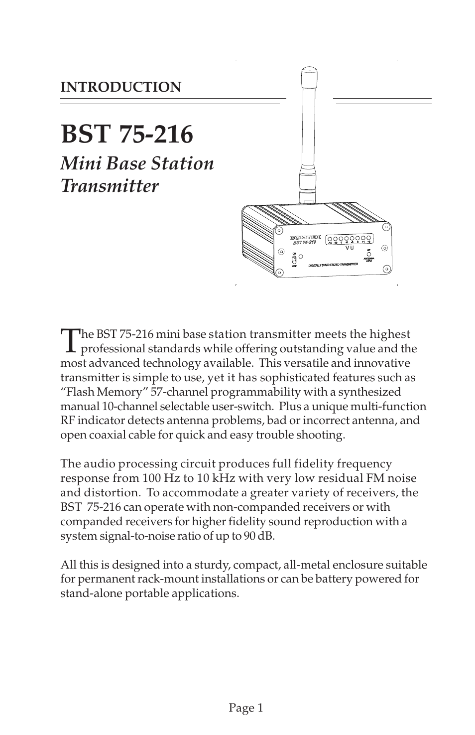 Mini base station transmitter | COMTEK BST 75-216 User Manual | Page 3 / 16