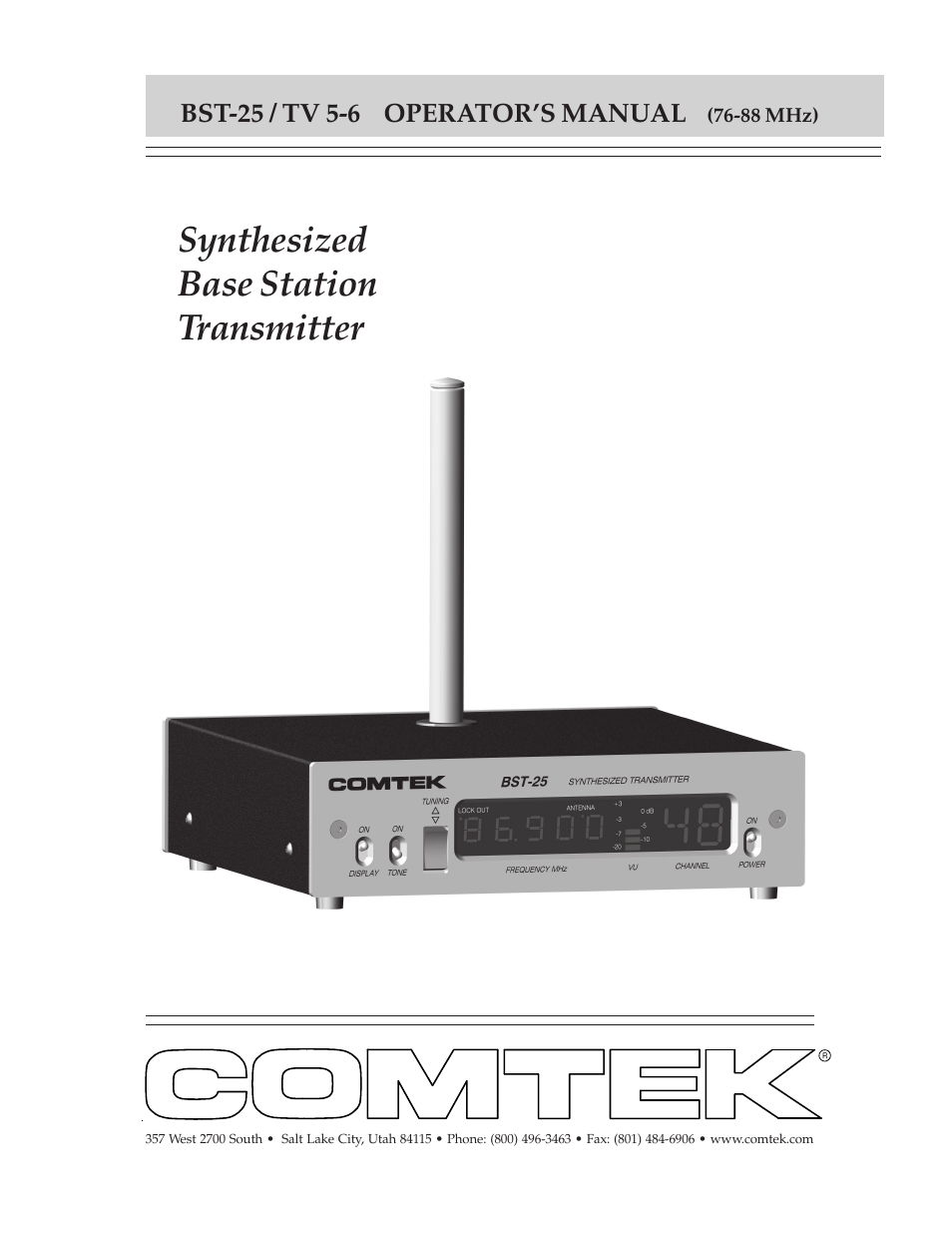 COMTEK BST-25 User Manual | 18 pages