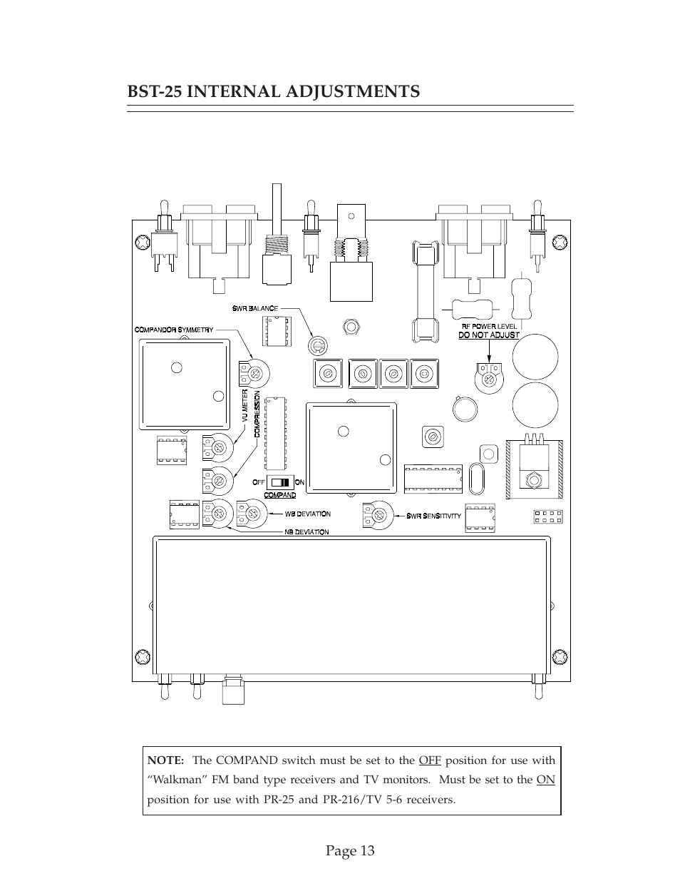 Bst-25 internal adjustments | COMTEK BST-25 User Manual | Page 14 / 18