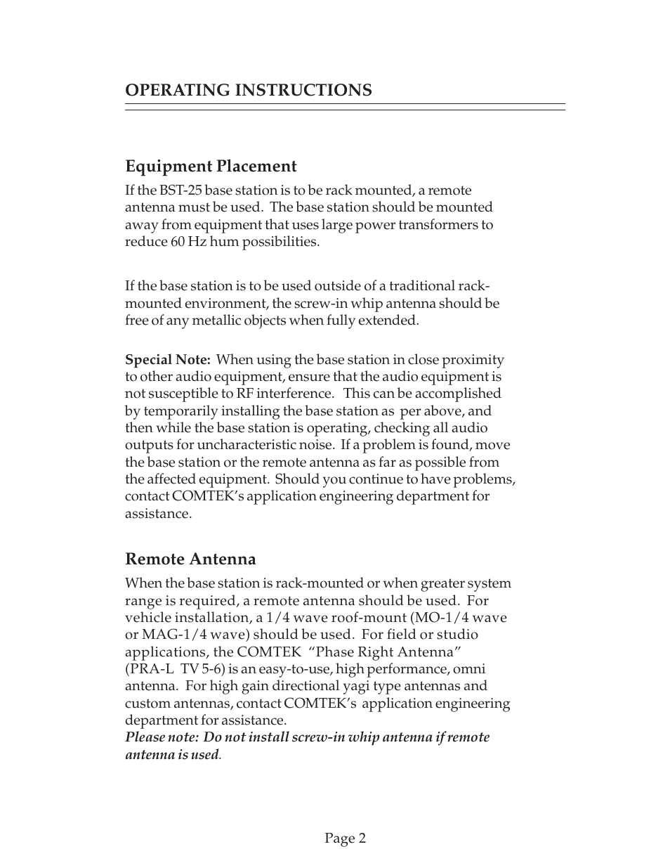 COMTEK BST-25 User Manual | Page 3 / 18