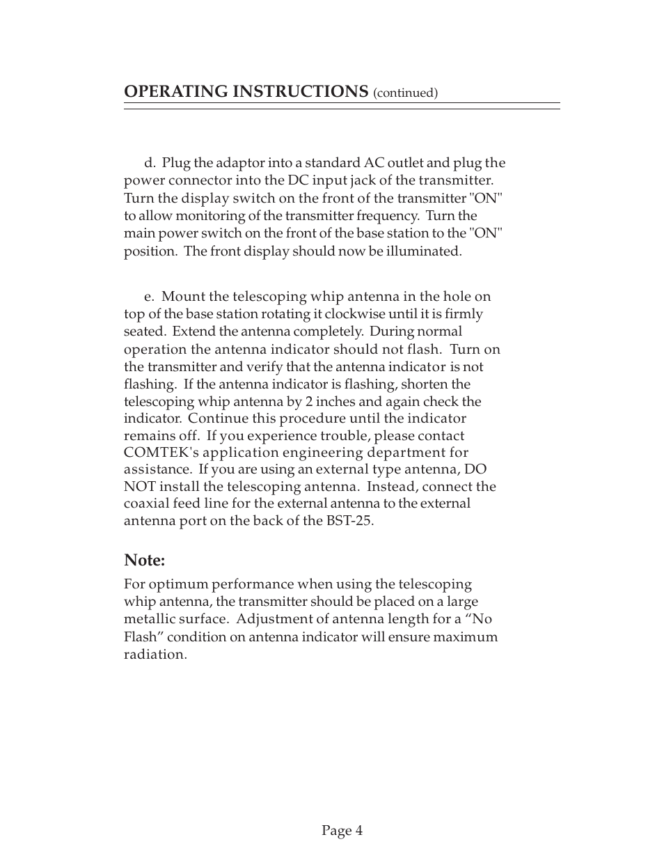 COMTEK BST-25 User Manual | Page 5 / 18