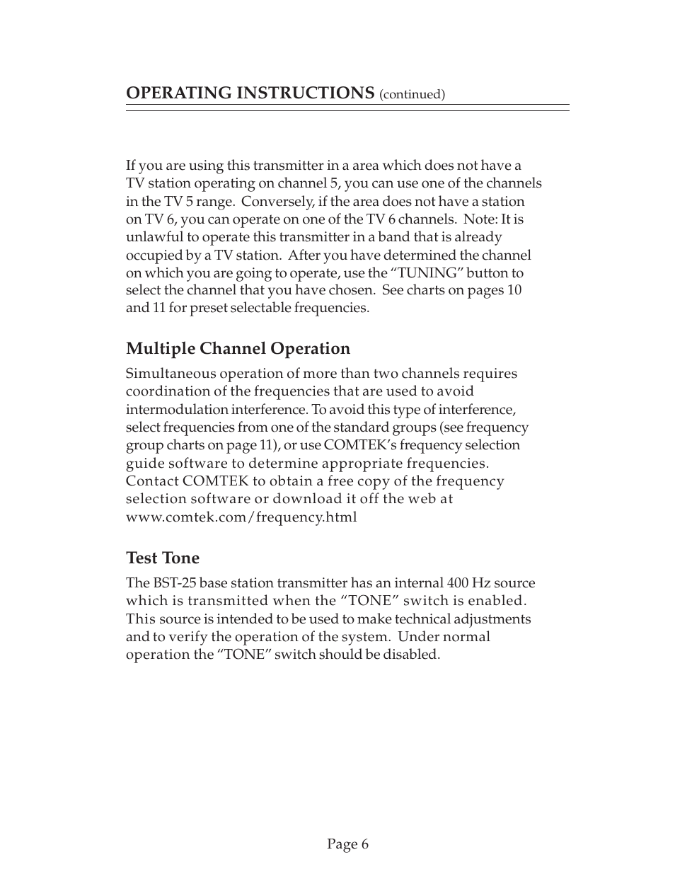 COMTEK BST-25 User Manual | Page 7 / 18