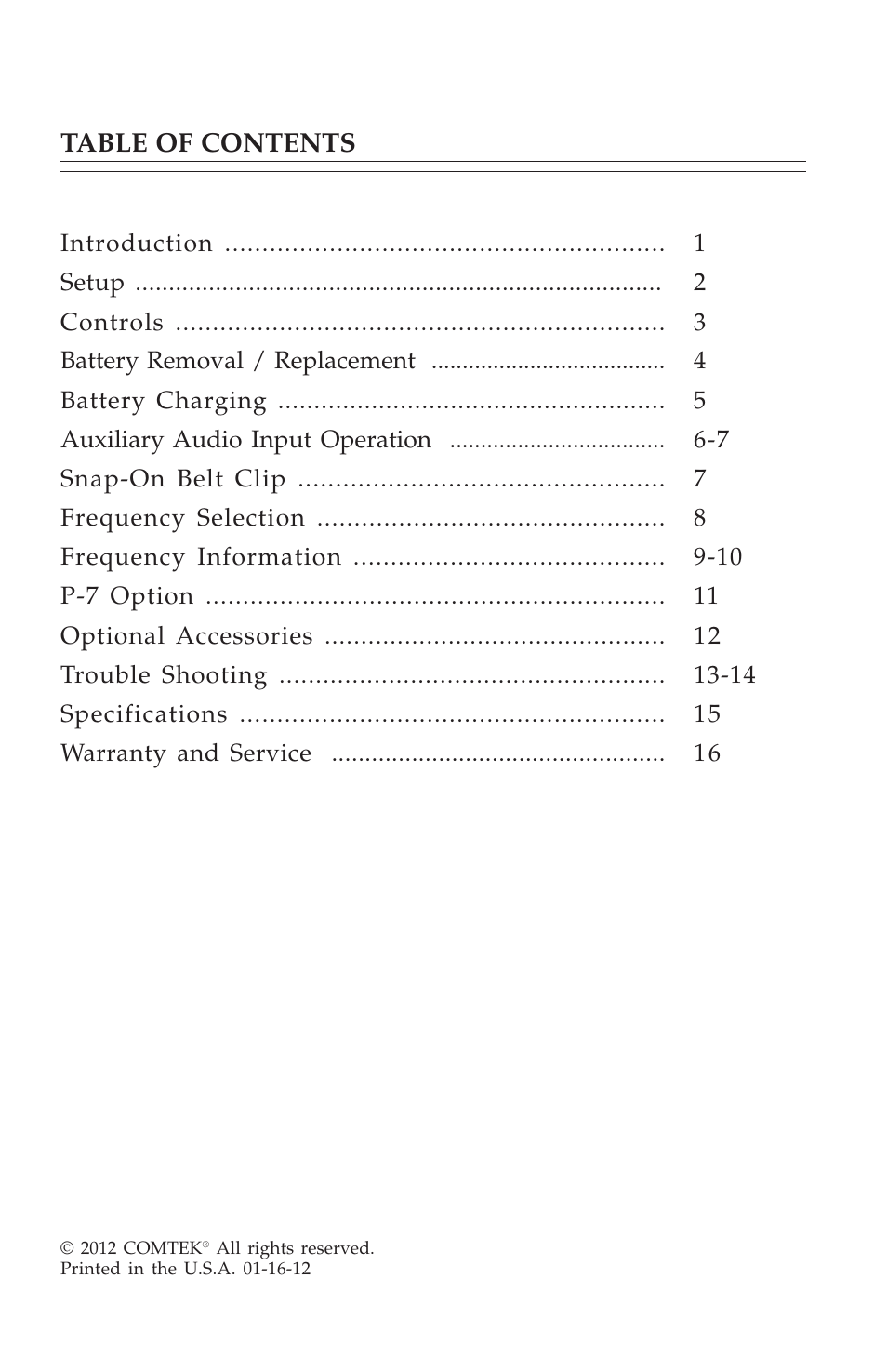 COMTEK M-175 User Manual | Page 2 / 19