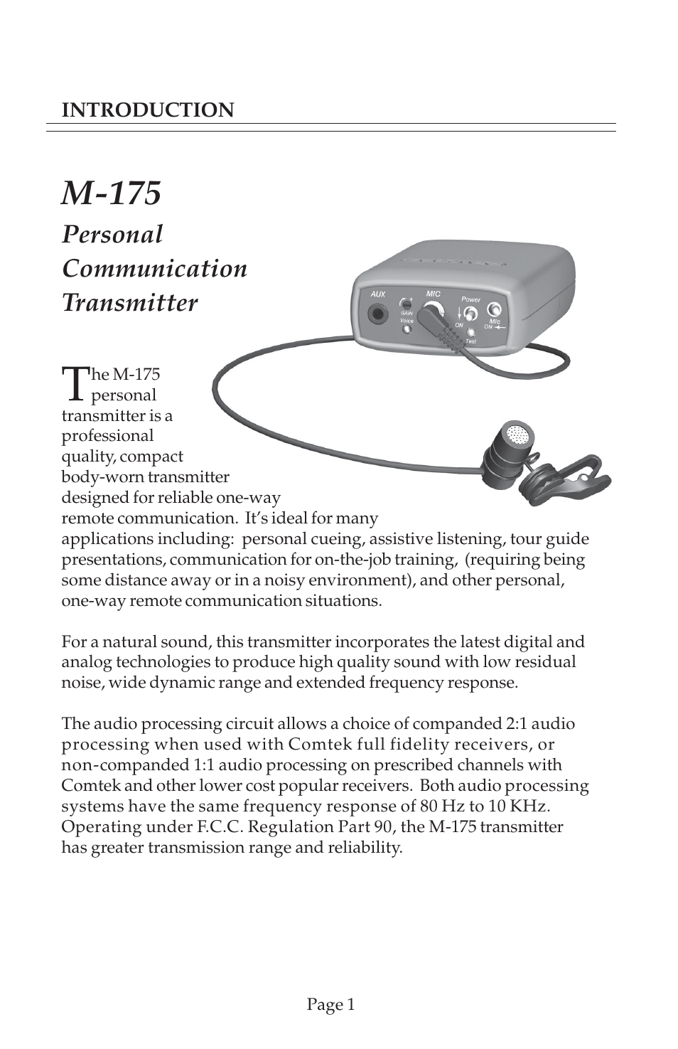 M-175 | COMTEK M-175 User Manual | Page 3 / 19