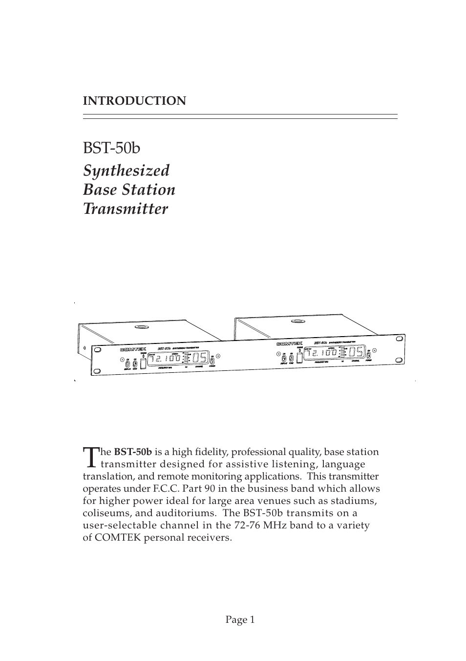 Bst-50b synthesized base station transmitter | COMTEK BST-50b User Manual | Page 2 / 14