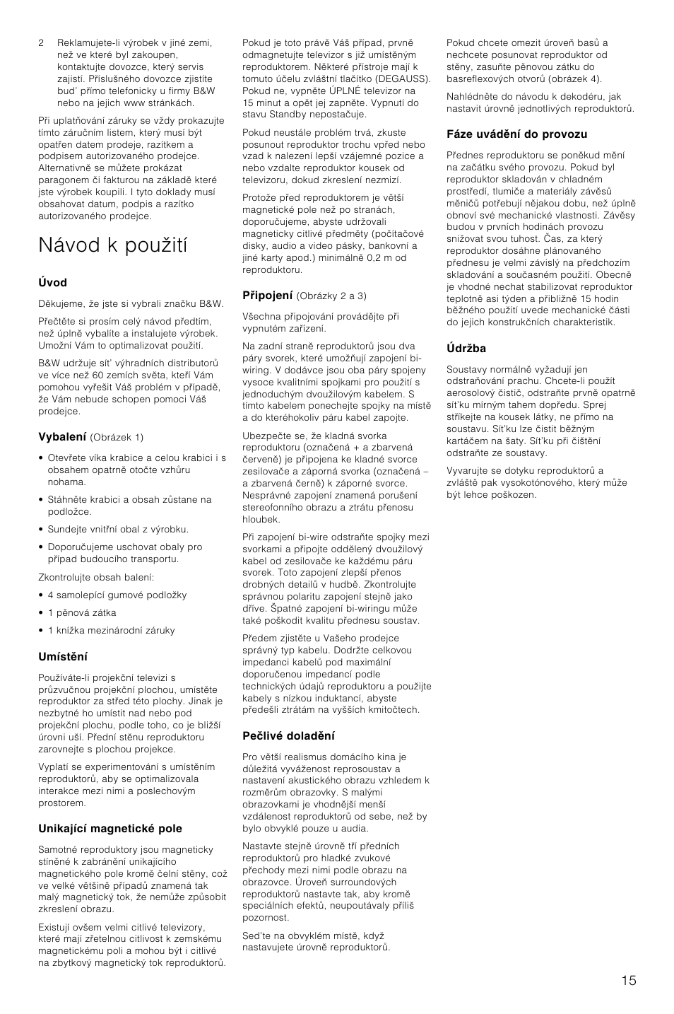 Návod k pouãití | Bowers & Wilkins CMC User Manual | Page 18 / 28