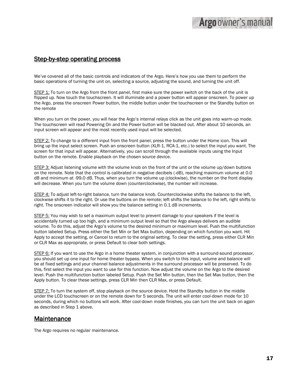 Constellation Audio Argo User Manual | Page 17 / 20