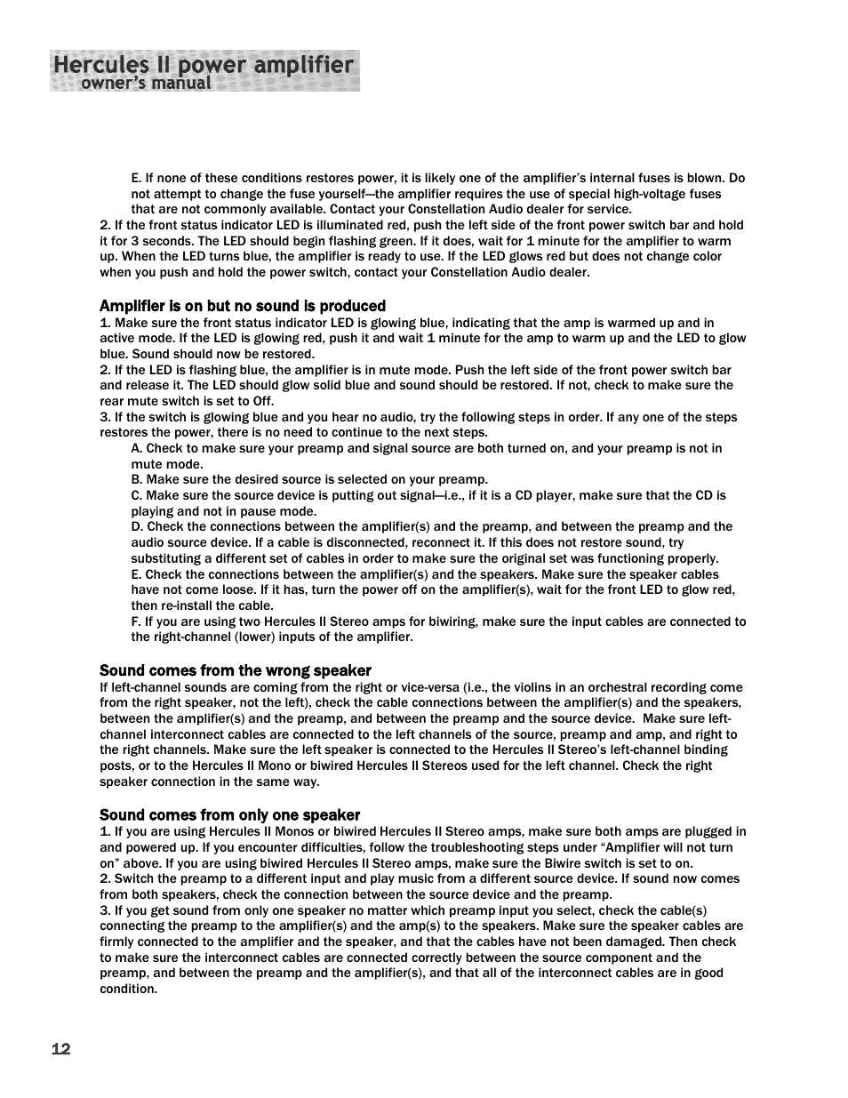 Constellation Audio Hercules II User Manual | Page 12 / 16
