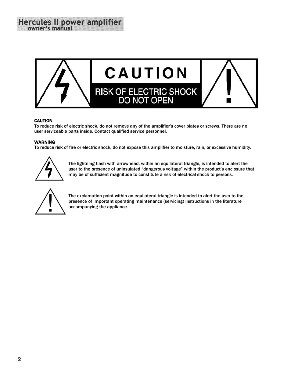 Constellation Audio Hercules II User Manual | Page 2 / 16