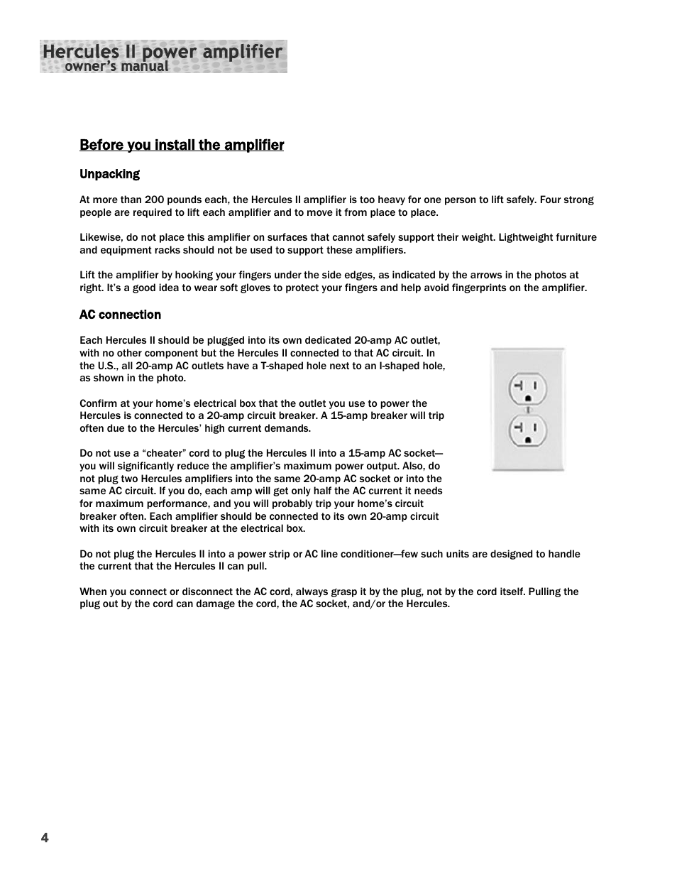 Before you install the amplifier | Constellation Audio Hercules II User Manual | Page 4 / 16