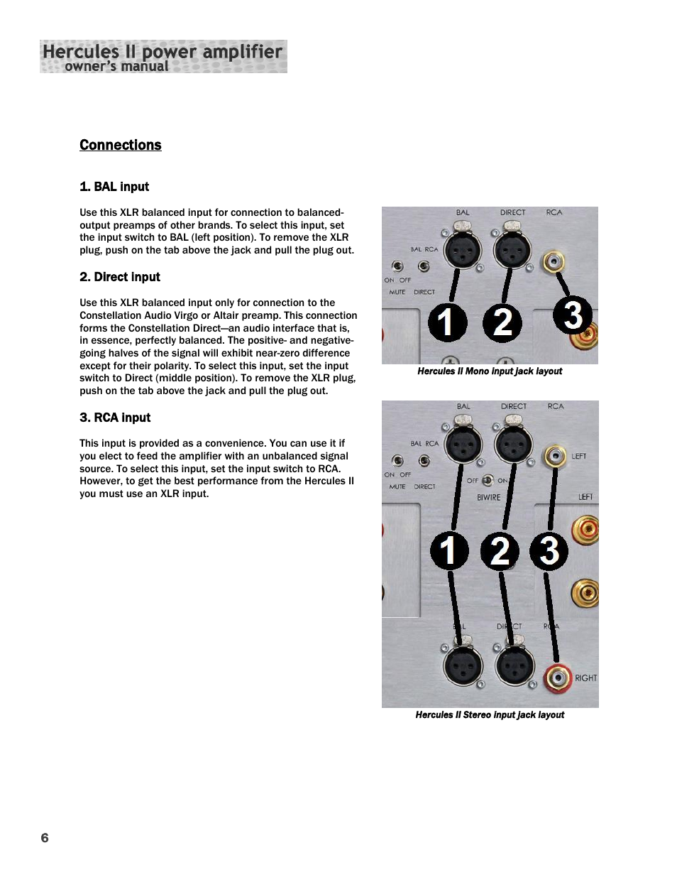 Connections | Constellation Audio Hercules II User Manual | Page 6 / 16