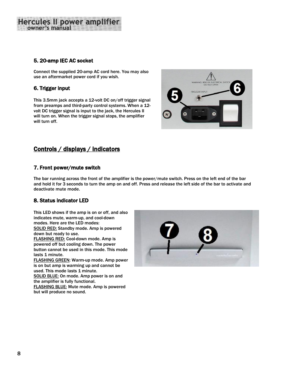 Controls / displays / indicators | Constellation Audio Hercules II User Manual | Page 8 / 16