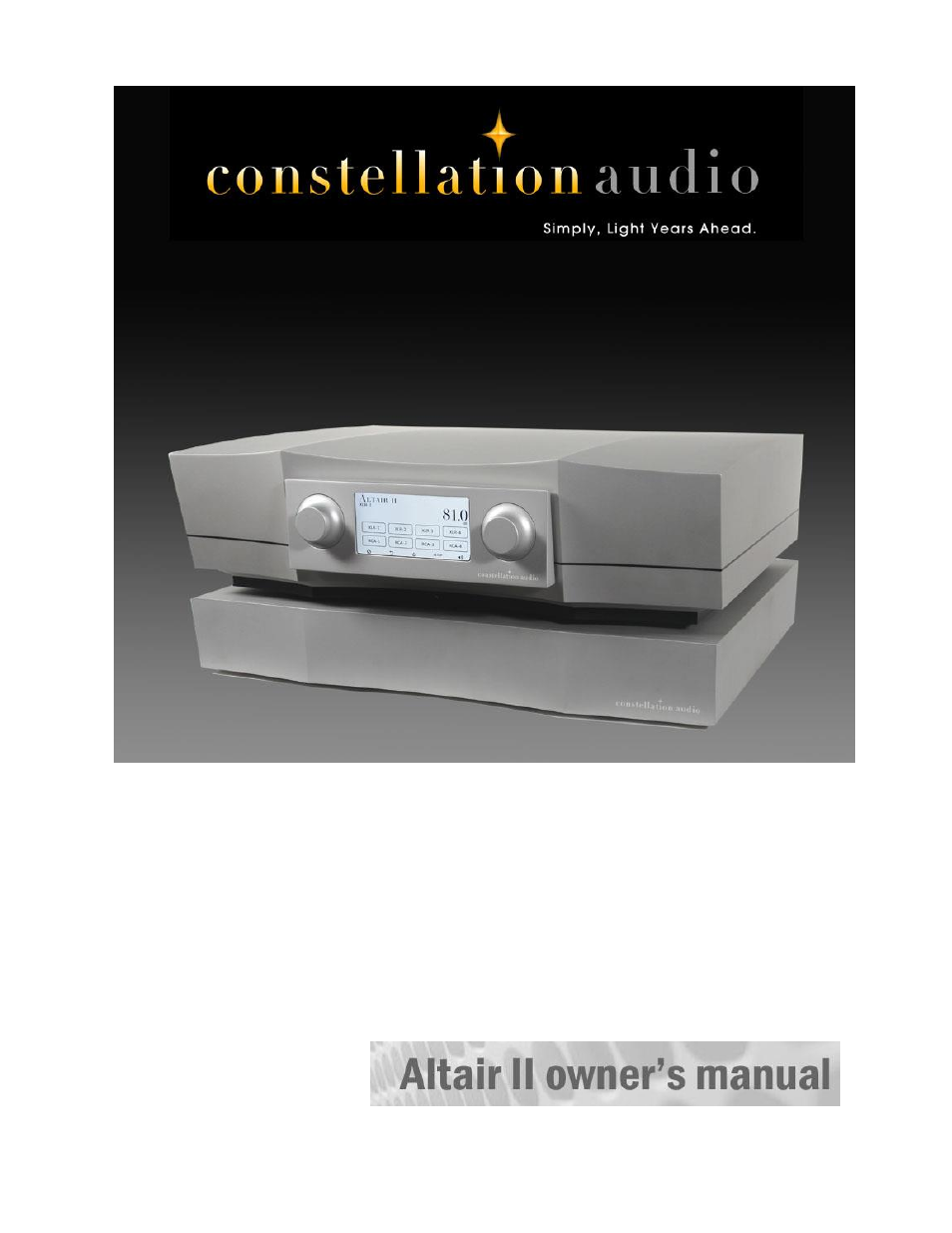 Constellation Audio Altair II Line Stage User Manual | 19 pages