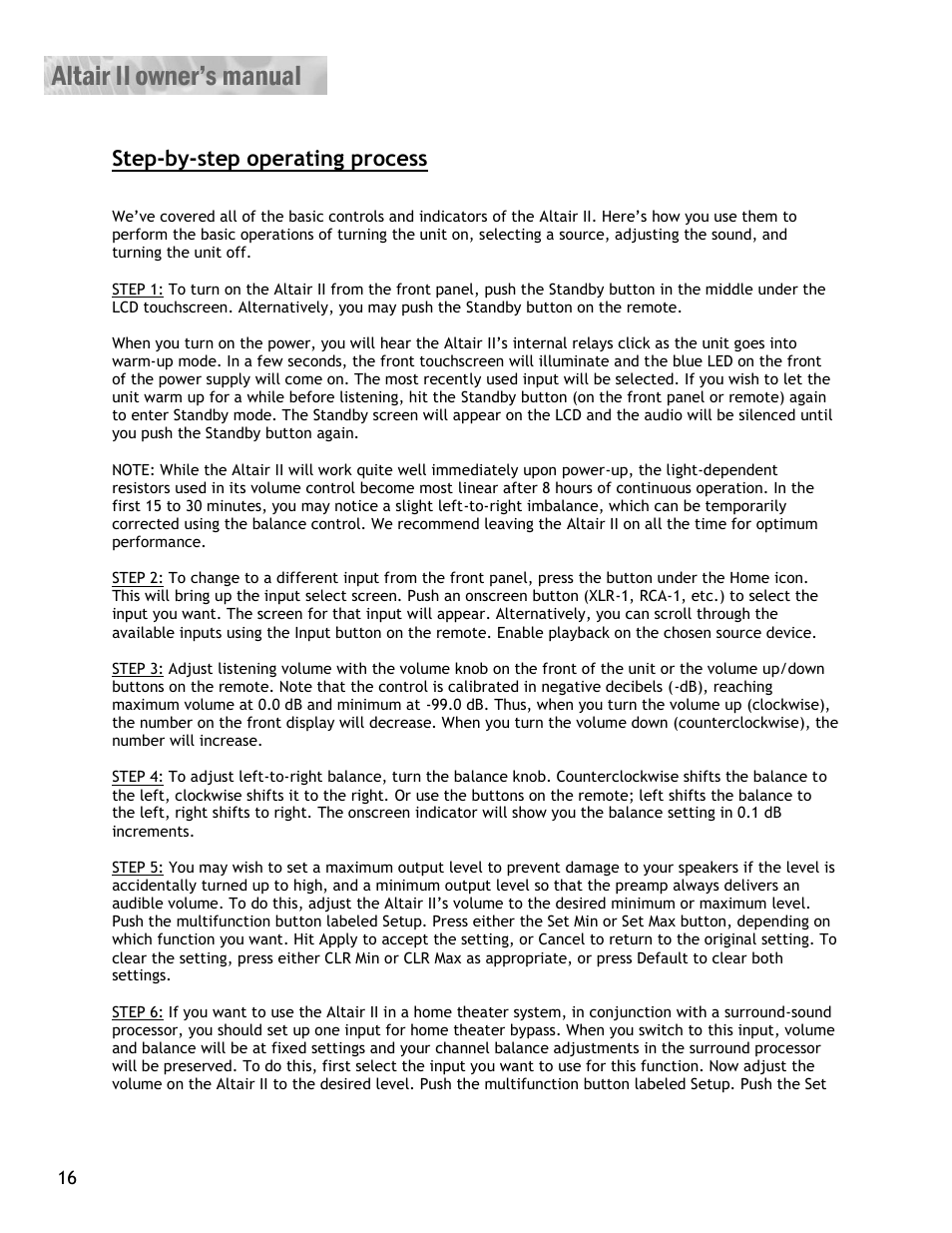 Constellation Audio Altair II Line Stage User Manual | Page 16 / 19