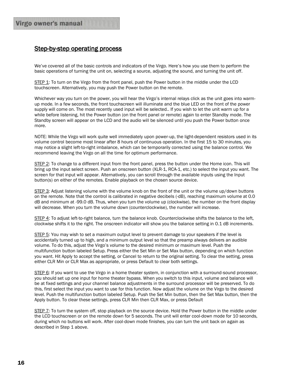 Constellation Audio Virgo Preamplifier User Manual | Page 16 / 19
