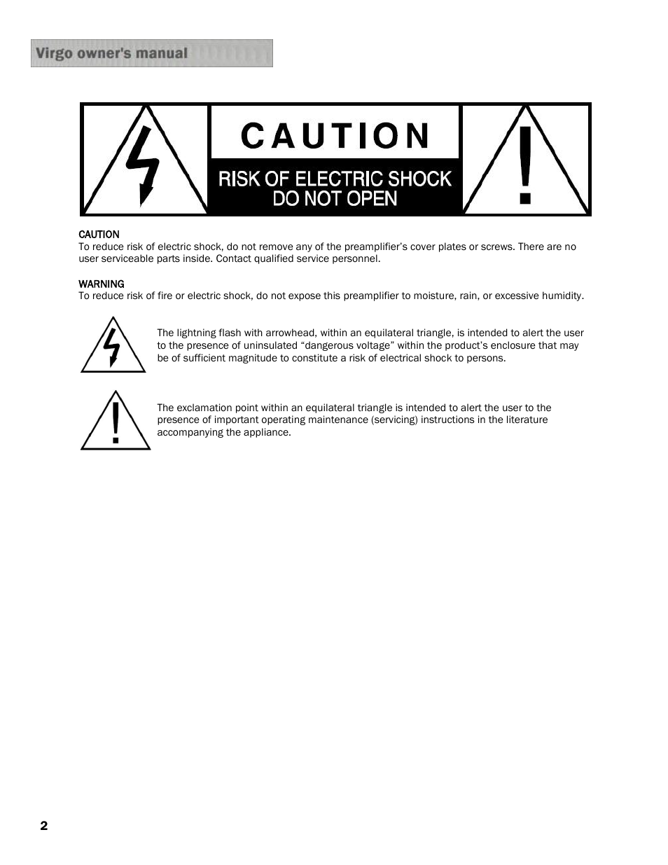 Constellation Audio Virgo Preamplifier User Manual | Page 2 / 19