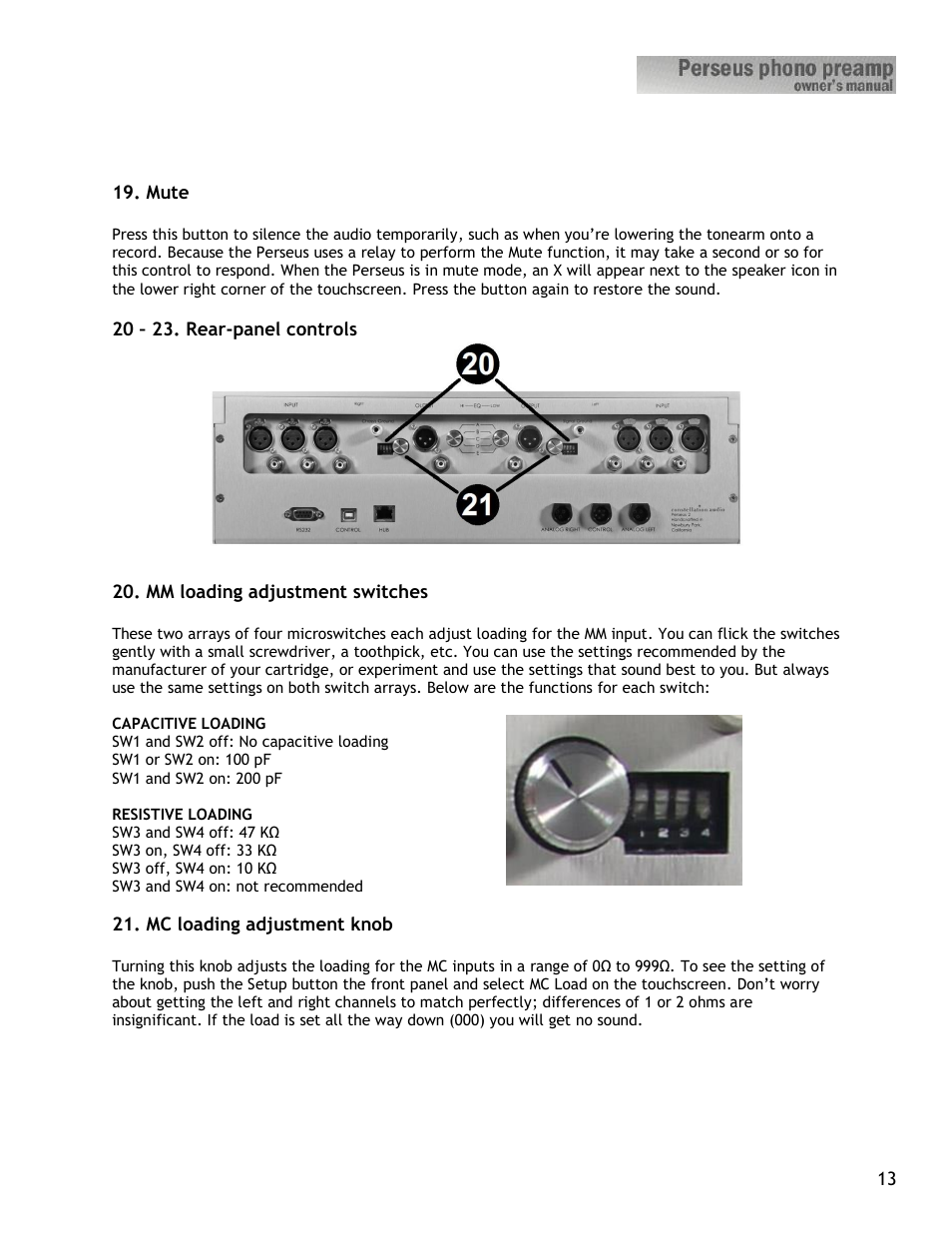 Constellation Audio Perseus Phono Preamplifier User Manual | Page 13 / 19