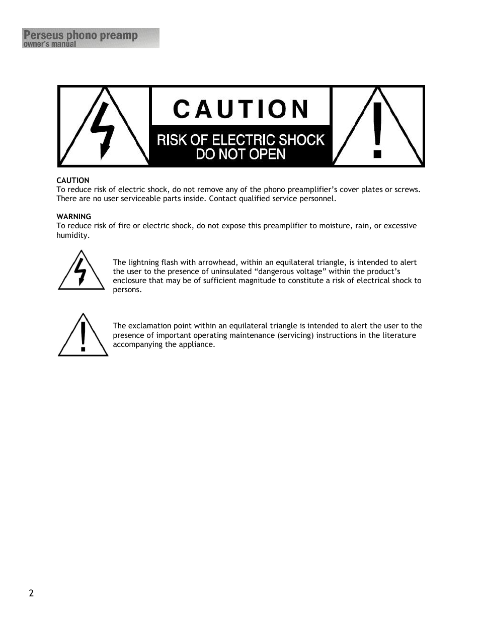 Constellation Audio Perseus Phono Preamplifier User Manual | Page 2 / 19