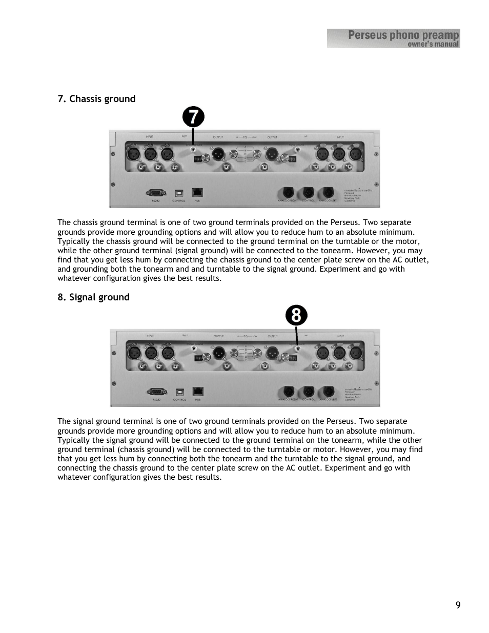 Constellation Audio Perseus Phono Preamplifier User Manual | Page 9 / 19