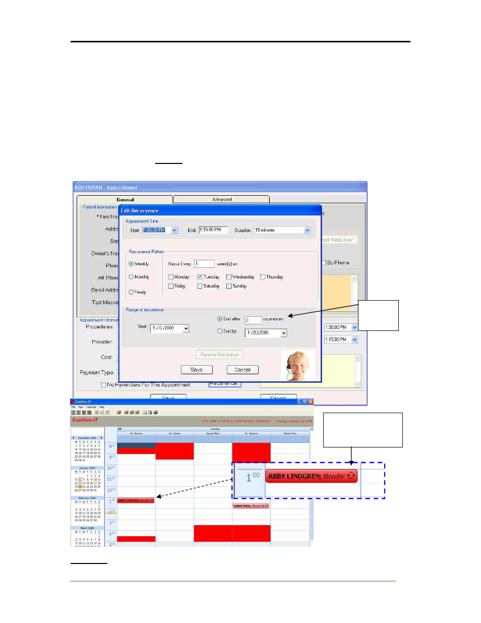 Recurring appointments, Figure 8 recurring appointment calendar icon | CTL Confirm-IT User Manual | Page 15 / 20