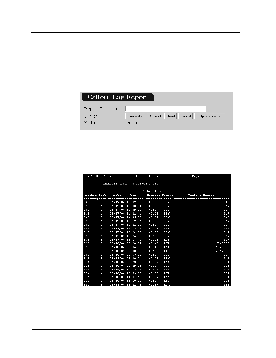 Callout log report | CTL Lx-Lite VoiceSupport User Manual | Page 131 / 198