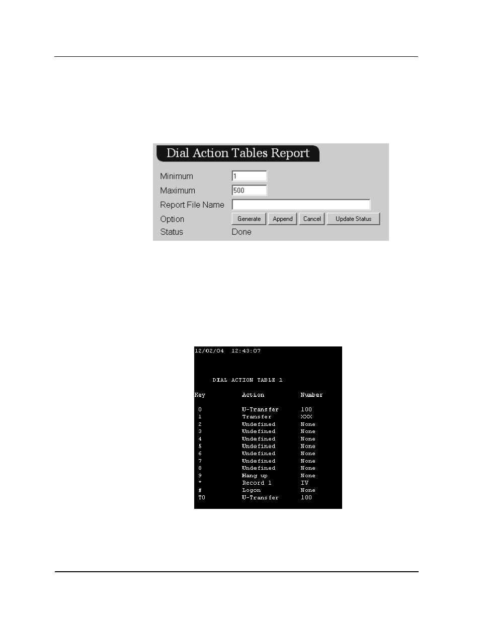 Dial action tables report | CTL Lx-Lite VoiceSupport User Manual | Page 133 / 198