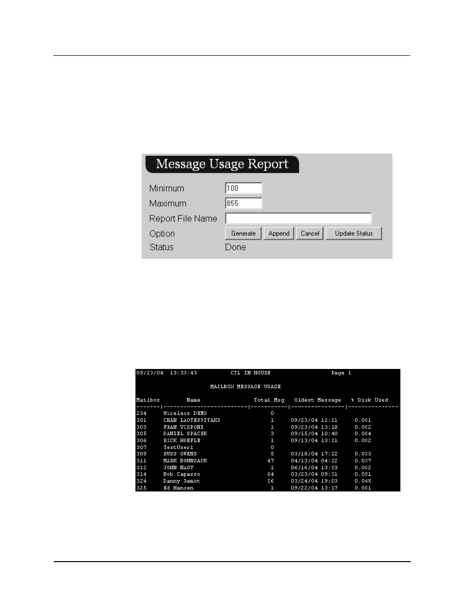 Message usage report | CTL Lx-Lite VoiceSupport User Manual | Page 143 / 198