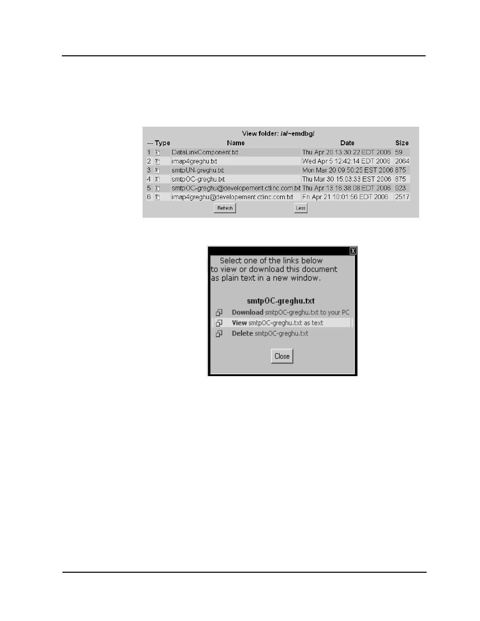 Imap4/pop3 debug files, Viewing debug files | CTL Lx-Lite VoiceSupport User Manual | Page 166 / 198