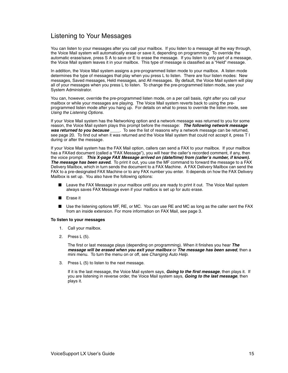 Listening to your messages | CTL LX VoiceSupport User Manual | Page 17 / 40