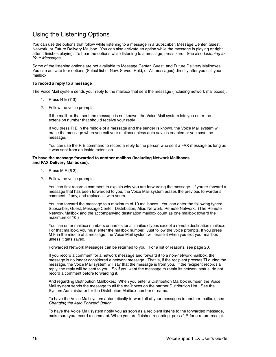 Using the listening options | CTL LX VoiceSupport User Manual | Page 18 / 40