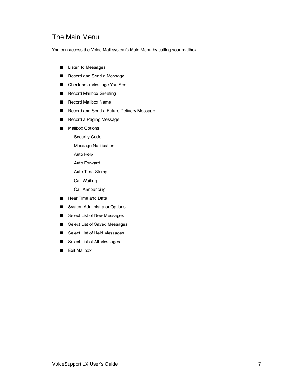 The main menu | CTL LX VoiceSupport User Manual | Page 9 / 40