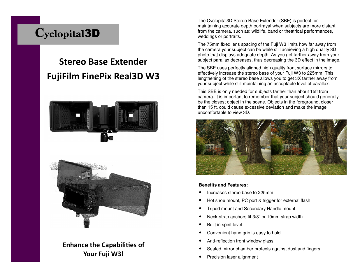 Cyclopital3D Fuji W3 Stereo Base Extender User Manual | 2 pages