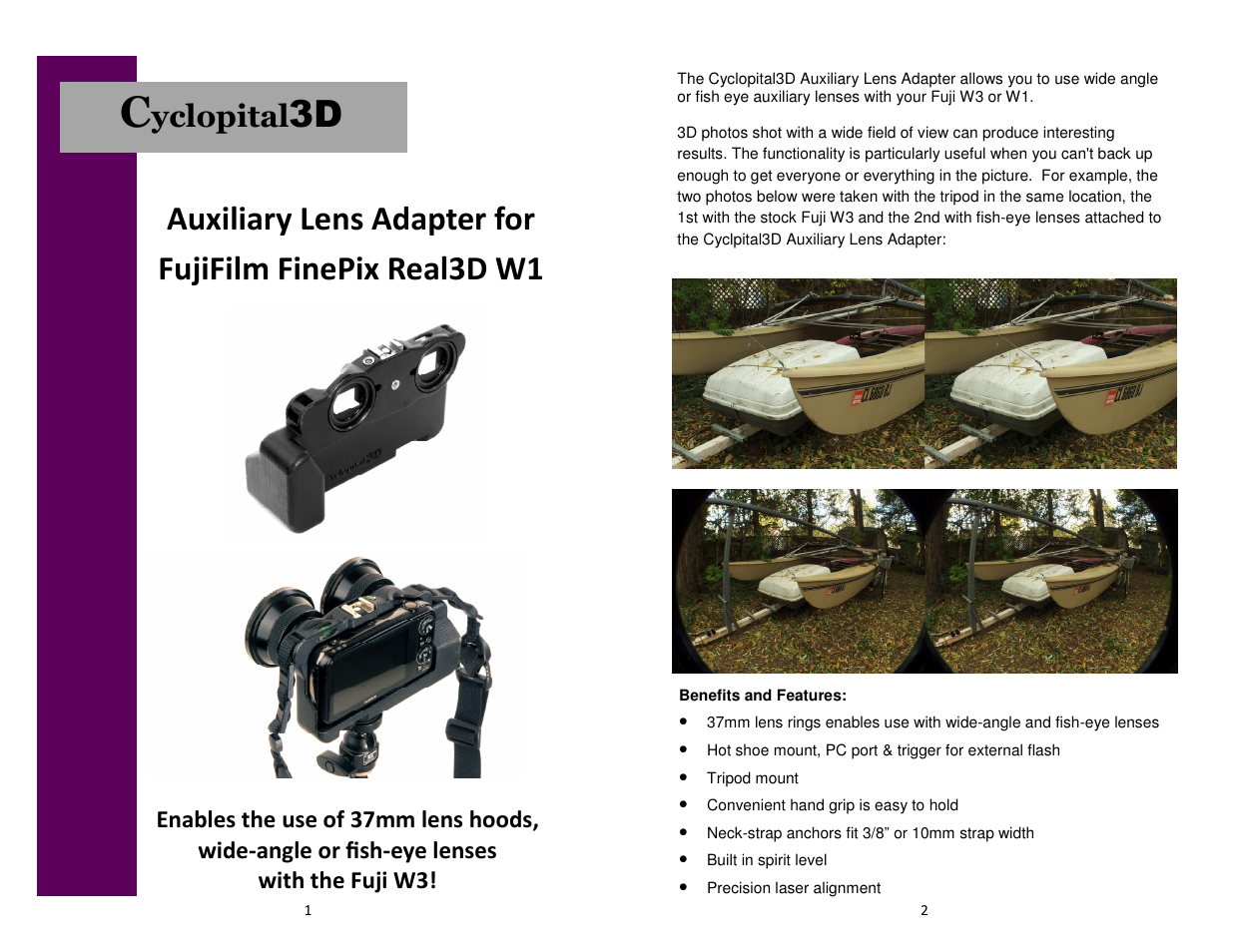 Cyclopital3D Fuji W1 Auxiliary Lens Adapter User Manual | 2 pages