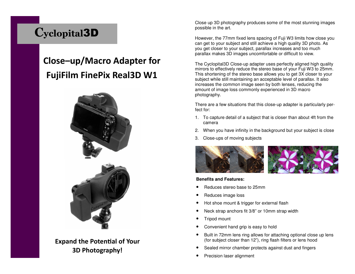 Cyclopital3D Fuji W1 Close-up Macro Adapter User Manual | 2 pages