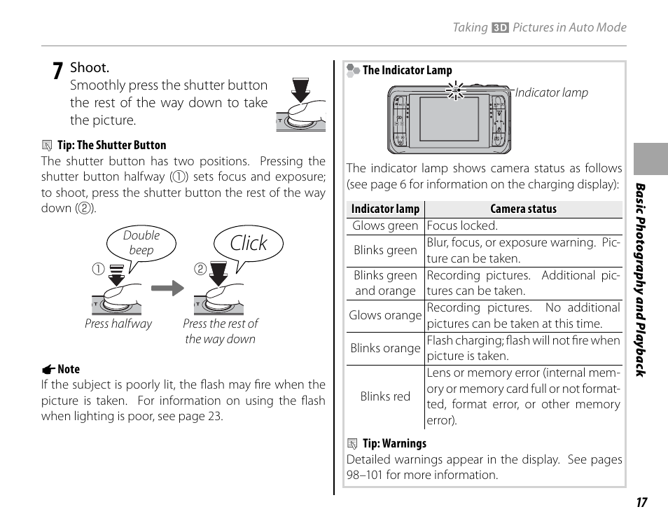 Click | Cyclopital3D FinePix Real 3D W1 camera User Manual | Page 31 / 128